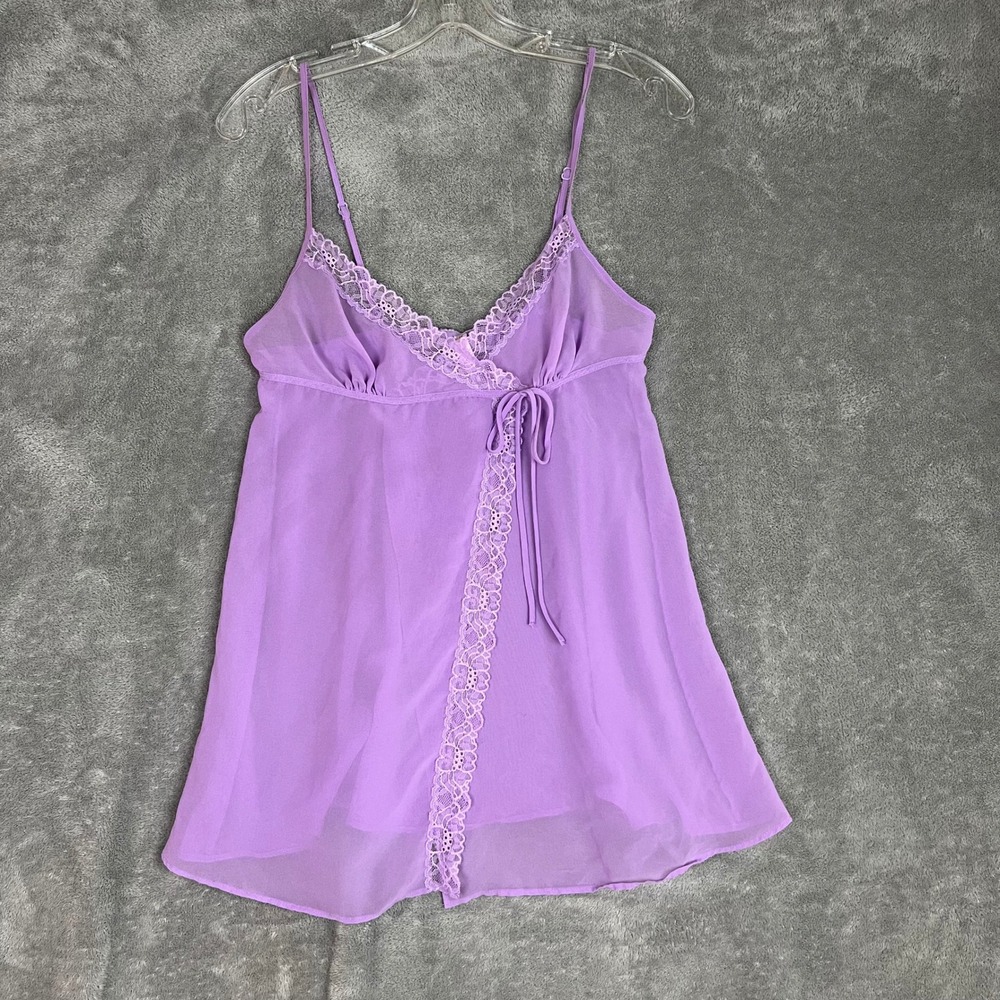 Vintage Y2K Victorias Secret Cami Top Womens XS Purple Babydoll Lace Romantic